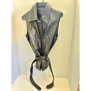 John Michael Designer Black 100% Soft Leather Woman's Vest Size XS